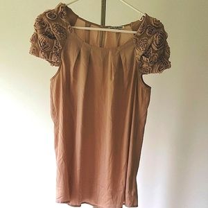 Dalia Collection Women's Short Sleeve Floral Top Size M